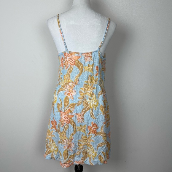 Roxy Women’s Floral Sundress Blue Yellow Orange Adjustable Straps Size L - Picture 4 of 8
